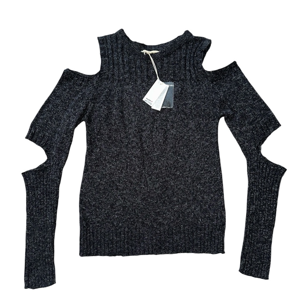 Buckle Gilded Intent Cold Shoulder Cut Out Sweater Top